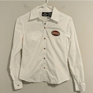 Harley Davidson Womens Button Up Shirt White Women's Small Y2k